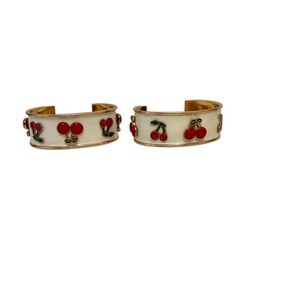 Red and Cream Patterned Cuff Bracelets